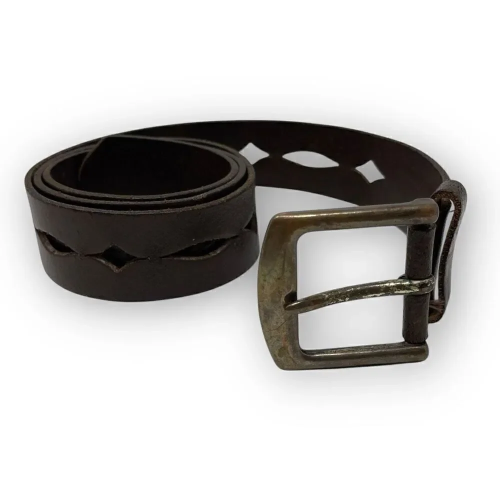 Hipwear Belt Laser Cut Brown Leather Women's Size Large Vintage